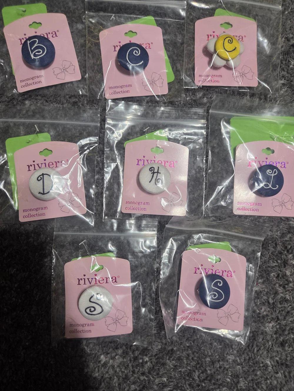 Riviera Monogram Button Pins Lot Of 8
